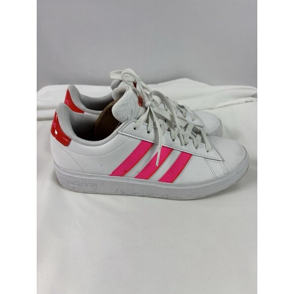 Adidas Grand Court 2.0 Sneakers White Lucid Pink Bright Red Size 8 Low Top - Picture 4 of 14